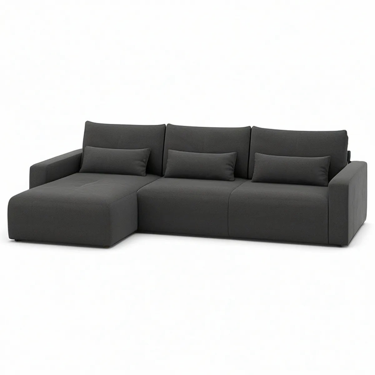 Dark Gray Left-Facing L-Shaped Sectional Sofa with Chaise, 112 x 65 x 32 in, Polyester Upholstery