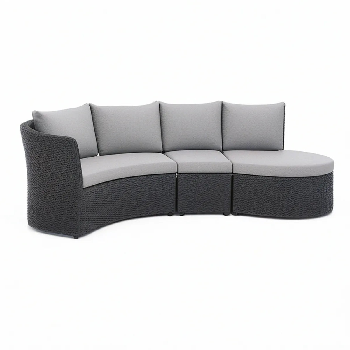 3-Seat Curved Outdoor Sectional, 82.7 x 33.5 x 29.5 in, Dark Gray/Light Gray