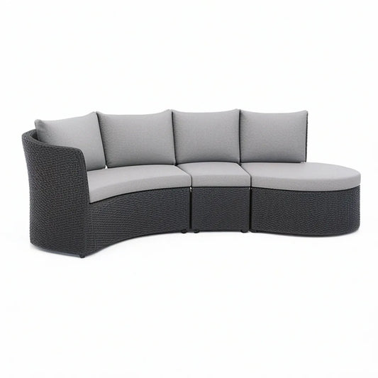 3-Seat Curved Outdoor Sectional, 82.7 x 33.5 x 29.5 in, Dark Gray/Light Gray