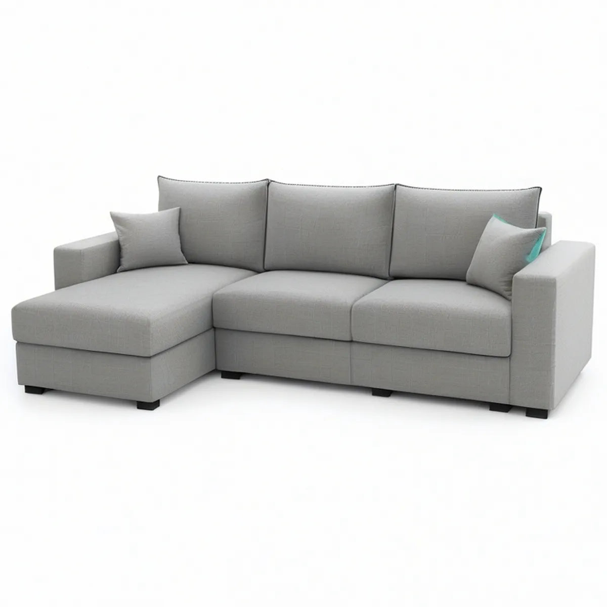 Light Gray L-Shaped Sectional Sofa with Left-Facing Chaise, 110 x 65 x 35 in