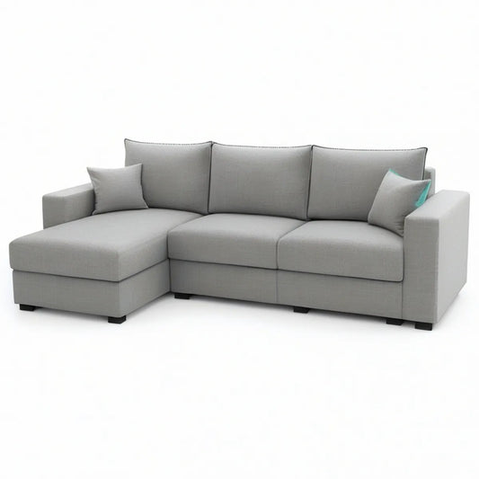 Light Gray L-Shaped Sectional Sofa with Left-Facing Chaise, 110 x 65 x 35 in