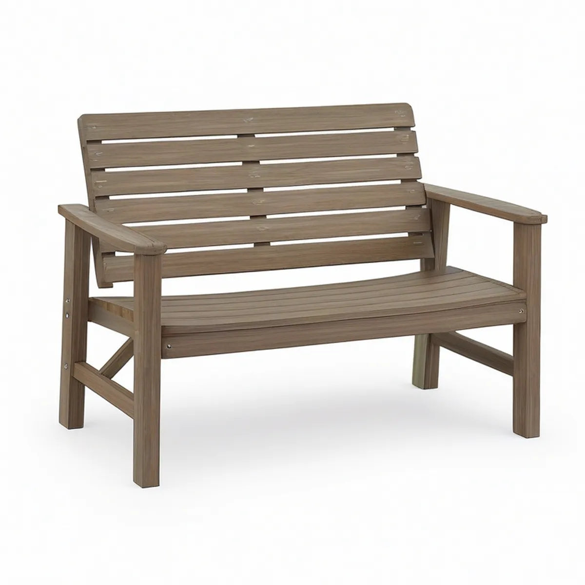 Brown HDPE 2-Seat Outdoor Bench with Armrests, 48 x 25 x 35 in.