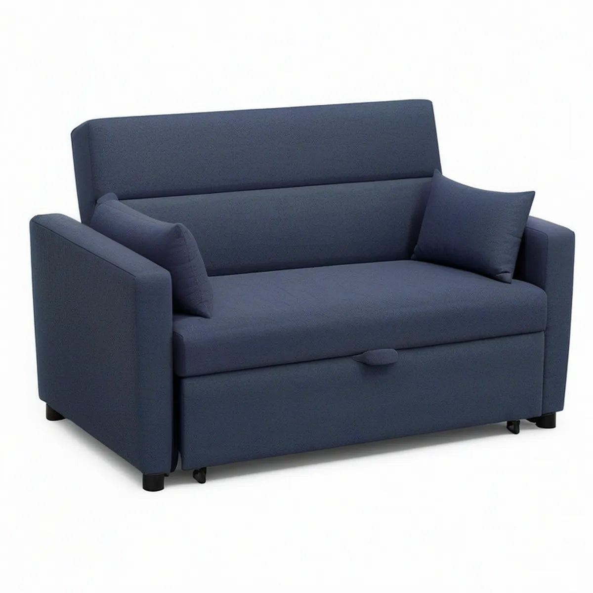 Navy Blue Pull-Out Sleeper Loveseat Sofa Bed, 55 x 35 x 34 in